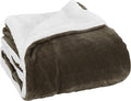 Elegant Comfort Luxury Ultra-Plush Velvet Touch Fleece Throw Soft, Warm, Cozy| Micromink Sherpa-Backing Reversible Blanket for Bed, Sofa and Couch, Solid Brown