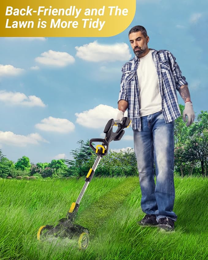 Brushless Cordless Weed Wacker, 4820 Gear Brushless Motor 20V Battery Powered Weed Eater, 3-in-1 Trimmer/Edger/Lawn Mower (Two Batteries Pack)