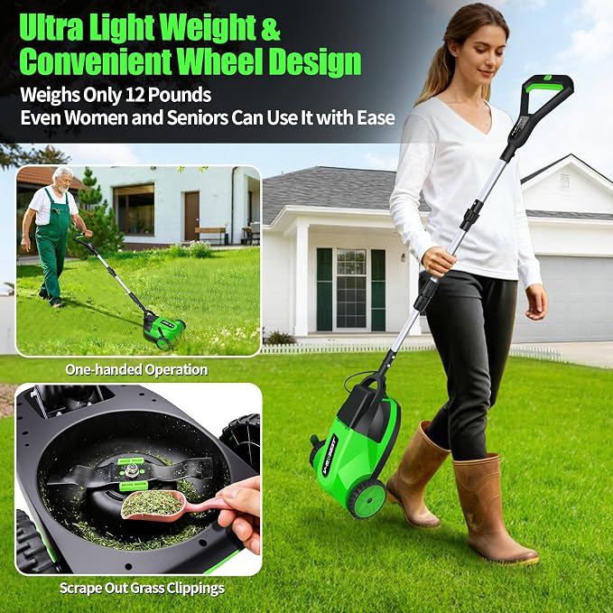 Small Electric Lawn Mower, Mini Cordless Lawn Mower with 2x4.0Ah Batteries | Lightweight Lawn Mower with Brushless Motor, 3 Cutting Heights, Ideal for Small Lawns, Tight Spaces, Patios & Lawn Care