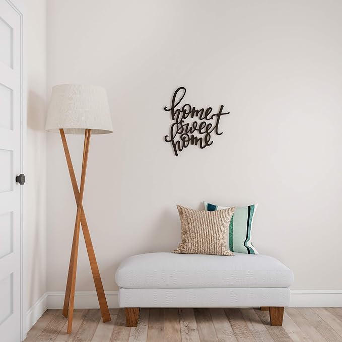 Lavish Home Home Decor Wall Sign - Home Sweet Home Decorative 3D Word Art Wall Decor - Modern Rustic or Vintage Farmhouse Style (Dark Brown)