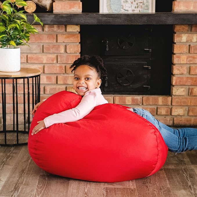 Big Joe Classic Bean Bag Chair for Kids Bedroom and Reading Nook, Easy-Clean Red, Durable Nylon Polyester Blend, 2 feet Refillable | 2 feet, Smartmax Fabric, Polystyrene Bean Filled, Refillable, Nylon Polyester, Safe for Kids Ages 3+, Supports Up to 25...