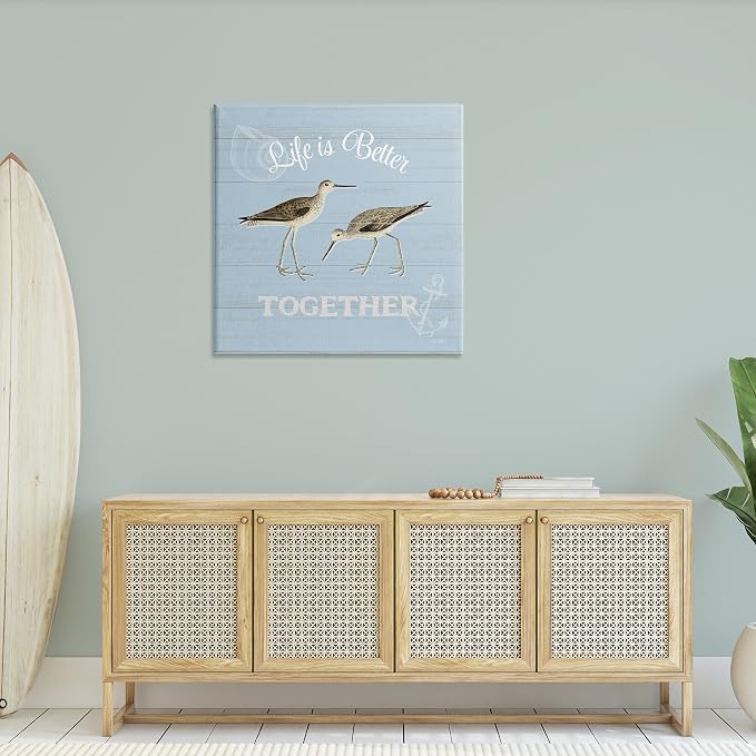 Coastal Sandpiper Love Nautical, 36 x 36 Inch Canvas Wall Art | Stupell Industries · By Katie Pertiet · Ready to hang · Charming gift for coastal spaces · Made in USA