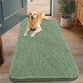 Smiry Dog Door Mat for Muddy Paws 48x30, Absorbent Dirt Trapper, Non-Slip Washable Chenille Entryway Rug for Inside Floor, Olive Green, Classic Solid