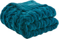Madison Park Ruched Faux Fur Luxury Throw Teal 50*60 Premium Soft Cozy Brushed Long Faux Fur For Bed, Coach or Sofa | Luxury, Premium, Soft Cozy Brushed Long Pile, All Season Plush Modern OEKO- TEX Certification Warm For Bed, Couch or Sofa