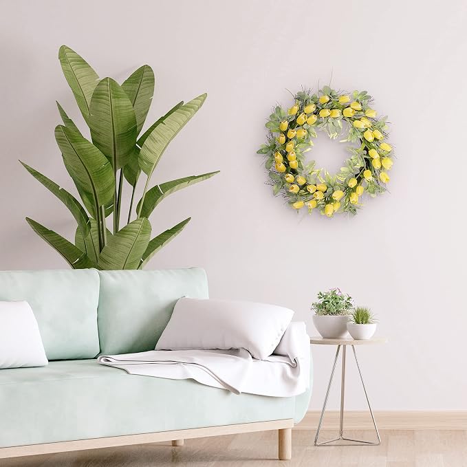 30" Artificial Tulip Floral Spring Wreath with Green Leaves