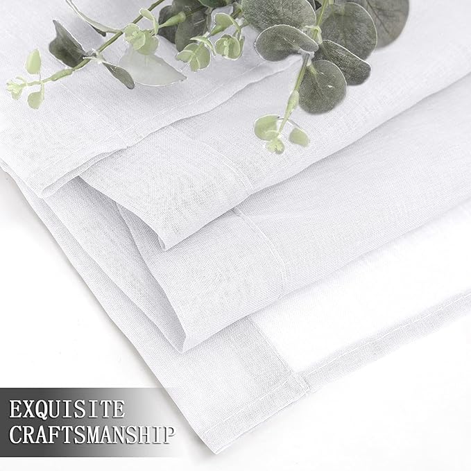 Tollpiz Short Sheer Curtain Linen Textured Bedroom Curtains Sheer Light - Image 7