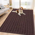 Smiry Dog Door Mat for Muddy Paws 71x46, Absorbent Dirt Trapper, Non-Slip Washable Chenille Entryway Rug for Inside Floor, Brown, Layered Pattern