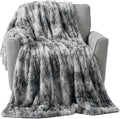 Lavish Home Oversized Ruched Faux Fur Blanket - 60x80-Inch Plush Polyester Faux Fur Queen-Size Throw for Sofas and Beds - Luxurious Bedding (Silver)