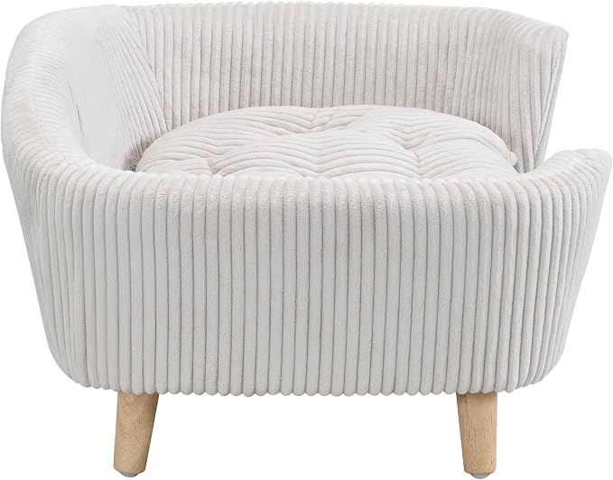 Christopher Knight Home Elroy Orthopedic Dog Bed, Elevated Dog Sofa Bed for Small Dog, Supportive Foam Pet Couch Bed with Wooden Legs, Modern Pet Sofa Bed, Light Beige