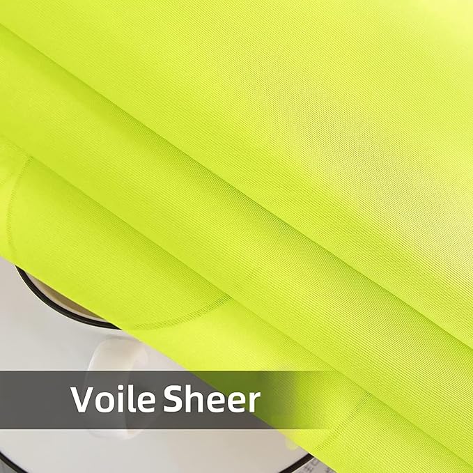 youleyar Solid Sheer Rod Pocket Curtain Voile Draperies 2 Panels White Beige Black Grey Ivory 52 Inch Width 84 Inch Long 1 Pair for Kitchen Bedroom Children Living Room Yard (Chartreuse,52Wｘ84L)