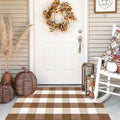 Buffalo Plaid Outdoor Rugs, 2'4" x 3'7" Brown and White Checkered Indoor/Outdoor Area Rug, Layering Rug for Hello/Welcome Door Mat, Washable Cotton Woven Farmhouse Mat for Fall Front Porch Décor