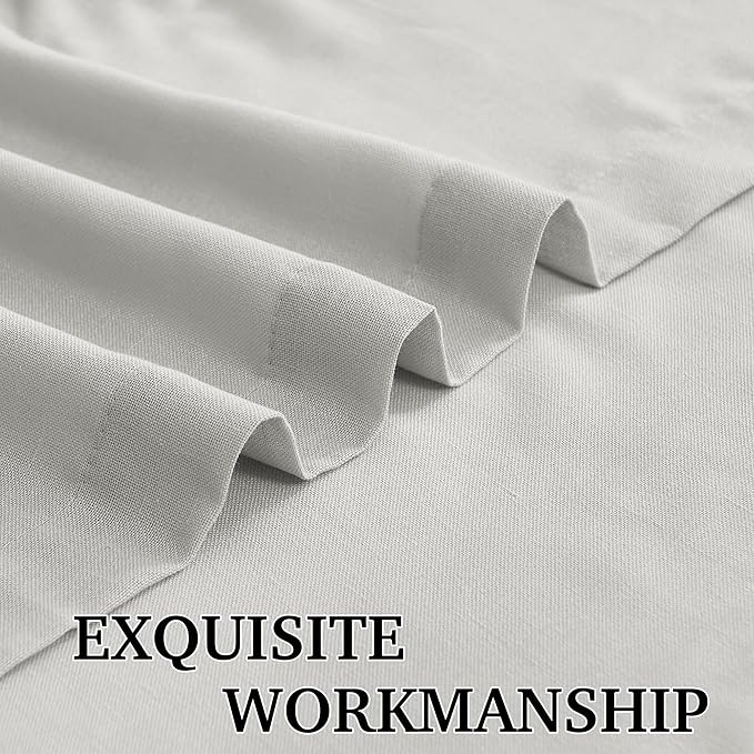RYB HOME Grey Linen Sheer Curtains & Drapes, Back Tab 95 inches Easy Sliding - Image 5