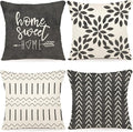 YCOLL Pillow Covers 20x20 Set of 4, Modern Sofa Throw Pillow Cover, Decorative Outdoor Linen Fabric Pillow Case for Couch Bed Car, Rustic Gray