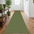 IOHOUZE Washable Runner Rug 2x10 Non Slip Rubber Backed Long Hallway Runner Entryway Runner Indoor, Kitchen Rugs Woven Cotton Floor Carpet for Hall Entrance, Olive Green/Earthy Green