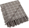DII Transitional Checked Plaid Woven Throw, 50x60, Gray