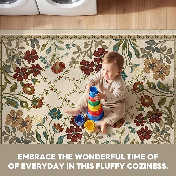 Artoid Mode Rustic Check Flower Spring Door Mat, Summer Home Decor Low-Profile Non-Slip Washable Throw Rug for Kitchen Entryway Front Door Bedroom Bathroom 2x3 Feet