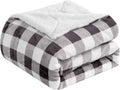 Elegant Comfort Luxury Ultra-Plush Velvet Touch Buffalo Plaid Fleece Throw - Soft, Warm, Cozy Micromink Sherpa-Backing Reversible Blanket for Bed, Sofa and Couch, Buffalo Gray