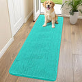 Smiry Dog Door Mat for Muddy Paws 70x24, Absorbent Dirt Trapper, Non-Slip Washable Chenille Entryway Rug for Inside Floor, Teal, Classic Solid