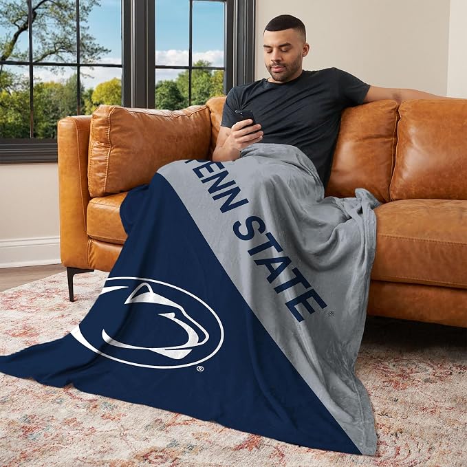 Northwest NCAA Silk Touch Throw Blanket, Ultra Soft Plush Polyester, Lightweight Warm Decorative Fan Gift, 46 x 60 in