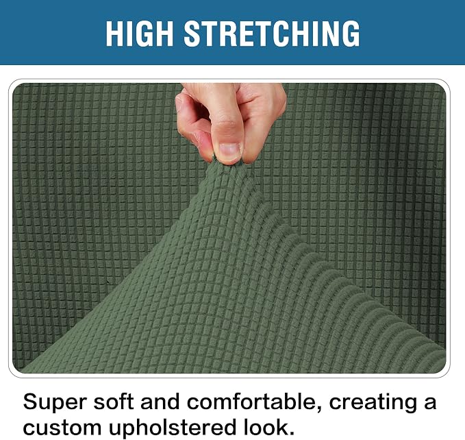 H.VERSAILTEX Ottoman Cover Slipcover Rectangle Fit Length 29'-34' Footrest Sofa Slipcovers Stool Cover Footstool Protector Covers Feature Stretch Thick Soft Jacquard Fabric Washable - Bronze Green