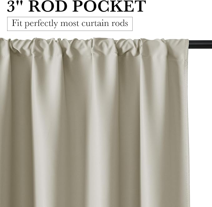 RYB HOME 100% Blackout Short Curtains for Small Window, Thermal Insulated Total Room Darkening Noise Reducing Curtains for Basement Bathroom RV Cars, 29 inches Wide by 24 inches Long, Natural