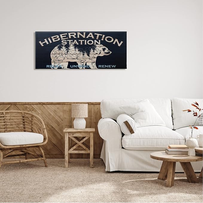 Hibernation Station Bear Trees, 20 x 48 Inch Canvas Wall Art | Stupell Industries · By Kim Allen · Ready to hang · Rustic lodge charm for cabin spaces · Made in USA