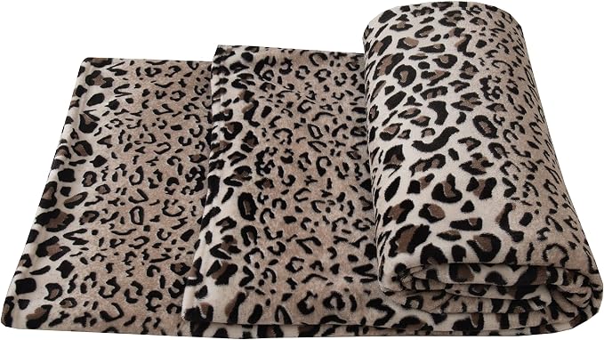 Elegant Comfort Luxury Velvety Feel Blanket, All-Season Lightweight Blanket, Ultra Plush, Soft, Cozy-Fuzzy Flannel Fleece for Couch, Sofa, Bed, Travel, Animal Print Design, Twin/Twin XL, Leopard