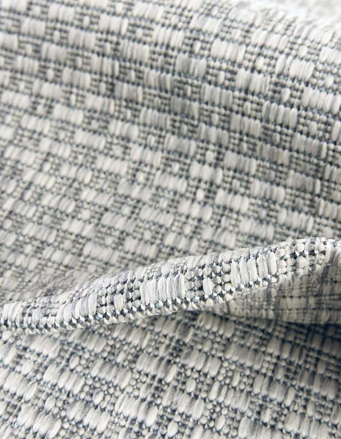 Unique Loom Outdoor Solid Collection Area Rug (10' Round Light Gray/Ivory)