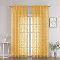Chyhomenyc Gold Sheer Curtains 90 Inch Length 2 Panels Set, Light Filtering by Chyhomenyc