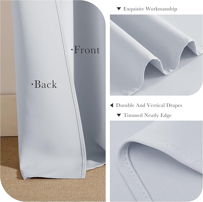 PONY DANCE 60% Light Blocking Curtains 95 inch Long, Room Darkening Curtains for Bedroom, Thermal Insulated Drapes for Living Room Window with Back Tab, 52 x 95 Inch,2 Panels Set, Greyish White