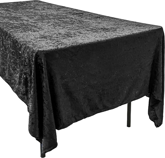 AK TRADING CO. Lush Panne Velvet Tablecloth - 60 x 102 Inch Rectangular Table Cover | Great for Buffet Table, Parties, Holiday Dinner, Wedding & Baby Shower (Black, 60 x 102 Inch)