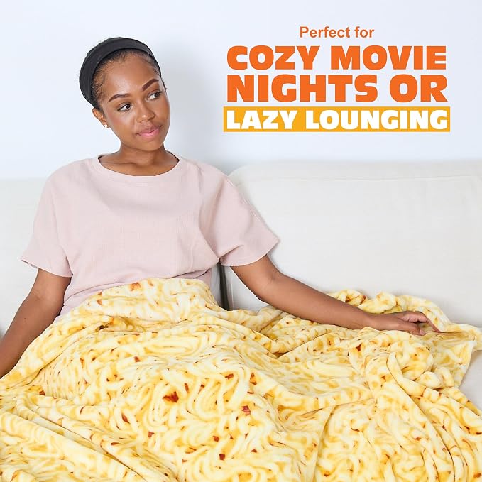 Cozy Concepts Co. Ramen Comfort Blanket by Relatable, Viral Trend Inspired, Looks Like a Giant Bowl of Ramen Noodles to Wrap Yourself Up In, Great for Room Decor or Gifts, Large Size 65” Throw Blanket