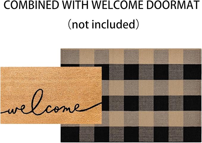 Spring Layered Doormat 24''X35''Buffalo Checkered Outdoor Rug Cotton Woven Washable Farmhouse Entryway Rug for Welcome Mat Front Porch Bedroom Living Room
