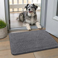 Smiry Dog Door Mat for Muddy Paws 24x16, Absorbent Dirt Trapper, Non-Slip Washable Chenille Entryway Rug for Inside Floor, Dark Grey, Classic Solid