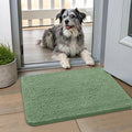Smiry Dog Door Mat for Muddy Paws 24x16, Absorbent Dirt Trapper, Non-Slip Washable Chenille Entryway Rug for Inside Floor, Olive Green, Classic Solid