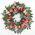 Garvee Spring Wreaths for Front Door, 20 Inch Tulip Wreath | with Colorful Blooms, Eucalyptus Leaves and Butterflies, for Summer Indoor Outdoor Farmhouse Porch Wall Wedding Decor