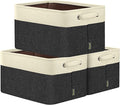 BALEINE 3 Pack Fabric Closet Storage Bins for Shelves, Linen Closet Organizers and Storage, Decorative Baskets for Organizing, Shelf, Clothes, Home, Office (Black, 15"x11"x9.5")