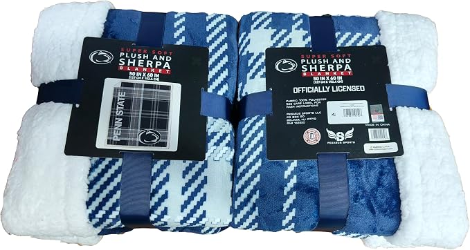 NCAA Penn State Nittany Lions Playmaker Plaid Ultra Cozy Sherpa Throw