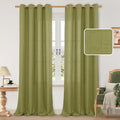 LAMIT Moss Green Linen Curtains for Living Room 84 Inch Long, Grommet Light Filtering Bedroom Spring Curtains Privacy Window Panels for Farmhouse, 2 Panels, 52 x 84 Inch