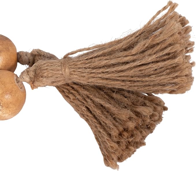 Wood Decorative Objects Bead Garland – Decorative Object Accent for Styling – Coffee Table or Shelf Display – Rustic Bead Tassels for Relaxed Accessories, Home Decor – 32", Brown