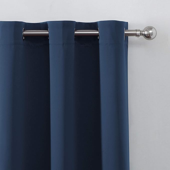 LEMOMO Navy Blue Blackout Curtains/52 x 45 Inch/Set of 2 Panels Room Darkening Short Curtains