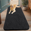 Smiry Dog Door Mat for Muddy Paws 48x30, Absorbent Dirt Trapper, Non-Slip Washable Chenille Entryway Rug for Inside Floor, Black, Classic Solid
