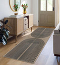 Rugalia Easy Jute Rainbow Runner Rug, 2x6 Washable Rugs Runner for Hallway Non-Slip Boho Farmhouse Kitchen Runner Rug, Black and Nature Abstract Outdoor Carpet for Porch Laundry Entryway