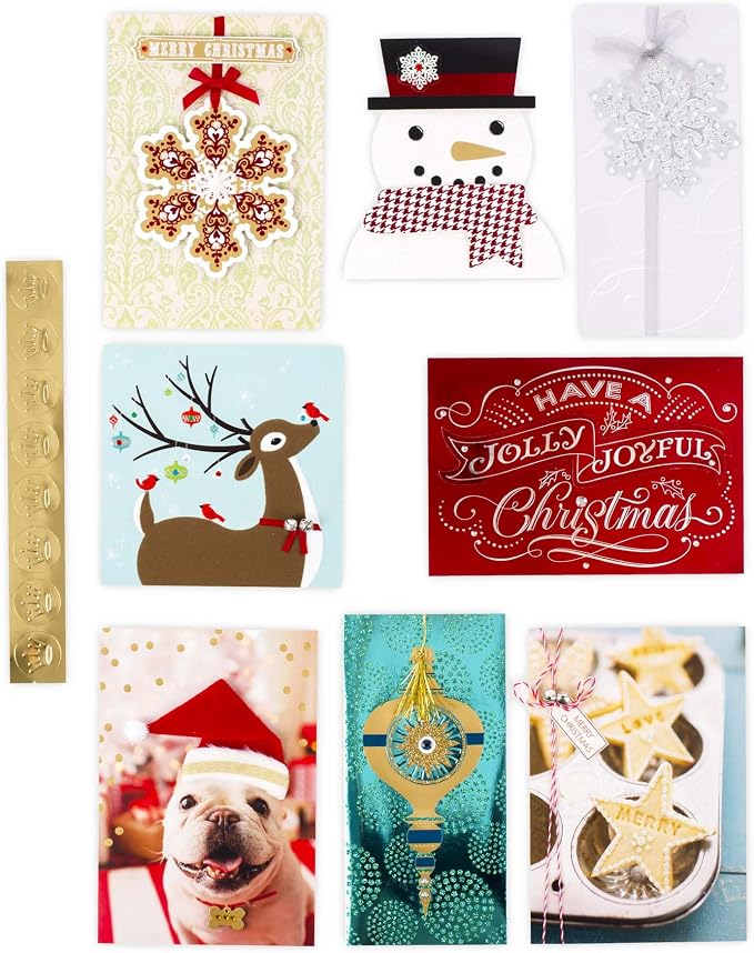 Hallmark Assorted Boxed Christmas Cards Set (Pack of 24 Handmade Holiday Cards with Envelopes) (1XPX1975)