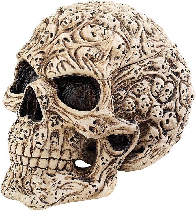Design Toscano Skull's Soul Ghosts Jewelry Stash Box Halloween Decor, 4 inches wide, 6 inches tall, Cast Stone Resin, Full Color Paint