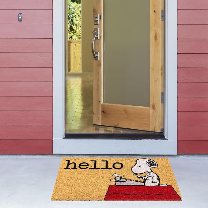 Gertmenian Peanuts Snoopy Coir Doormat - 2x3 Welcome Mat (2-Pack), Ideal for High Traffic Areas in Front Door, Garage, Entryway - Welcome, 80022
