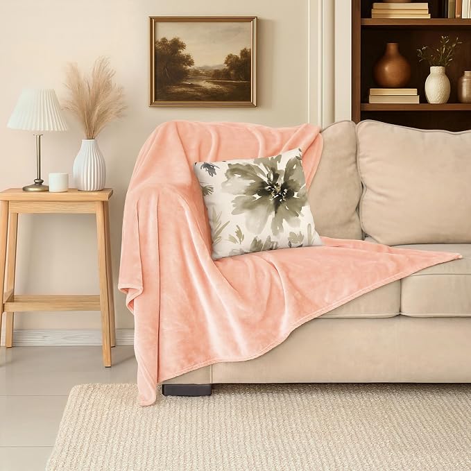 Americanflat 60x80 Fleece Throw Blanket, Pink | Soft and Breathable, For Couch, Bed, Chair, Roomy, Perfect for Home, Bedroom, or Outdoor Use