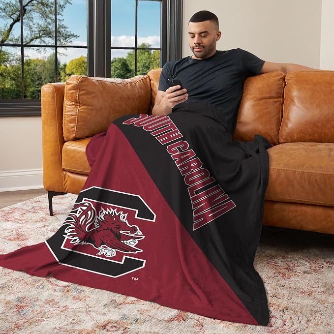 Northwest NCAA Silk Touch Throw Blanket, Ultra Soft Plush Polyester, Lightweight Warm Decorative Fan Gift, 46 x 60 in