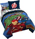 Jay Franco Kids Bed Set, Blue, Avengers, 7 Piece Queen | Cozy Soft Bedding for Stylish Room Décor with Comforter, Sheets & Pillow Covers