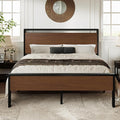 Allewie Queen Size Bed Frame, Heavy Duty 12 Metal Slats Support, Walnut | Wooden Headboard and Footboard, Modern Platform Bed, No Box Spring Needed, Under-Bed Storage, Noise Free, Easy Assembly